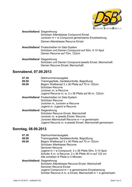 Zeitplan - Deutscher Schützenbund eV