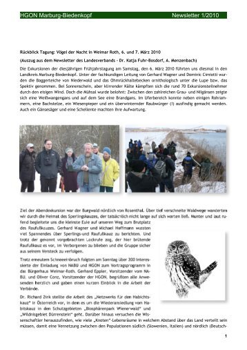 HGON Marburg-Biedenkopf Newsletter 1/2010