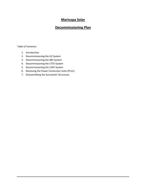 Maricopa Solar Decommissioning Plan - Liquidation Auction ...