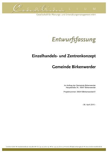 Entwurf Einzelhandelskonzept Birkenwerder - Handel- und ...