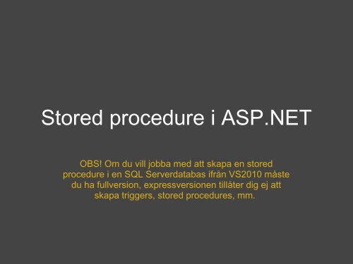 Stored procedure i ASP.NET