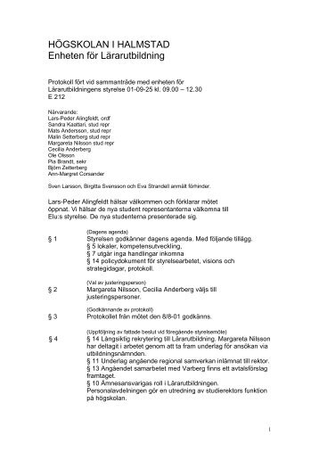 HÃGSKOLAN I HALMSTAD Enheten fÃ¶r LÃ¤rarutbildning