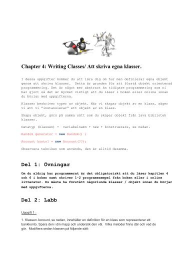 Chapter 4: Writing Classes/ Att skriva egna klasser. Del 1: Ãvningar ...