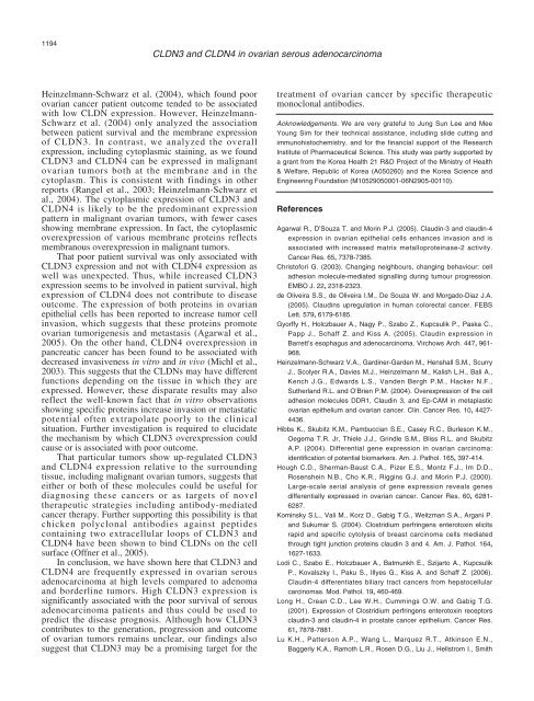 Expression profile of tight junction protein claudin 3 and claudin 4 in ...