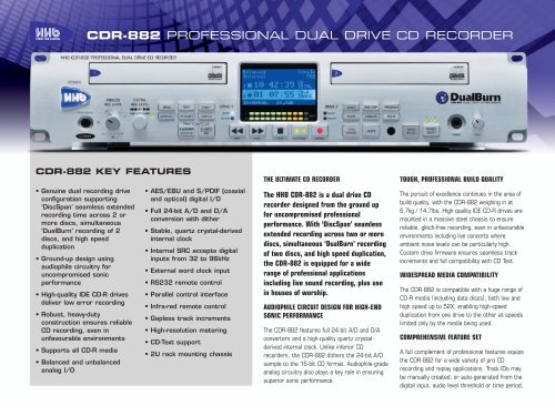 CDR-882 PROFESSIONAL DUAL DRIVE CD RECORDER - HHb