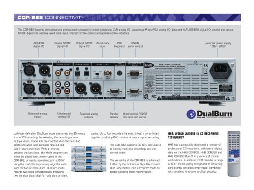 CDR-882 PROFESSIONAL DUAL DRIVE CD RECORDER - HHb