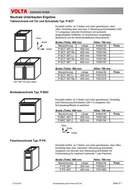 Volta Produktkatalog 2010.40 brutto ohne Mwst