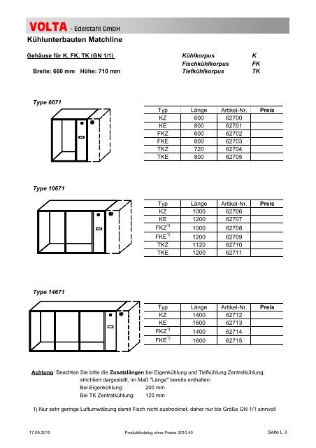 Volta Produktkatalog 2010.40 brutto ohne Mwst