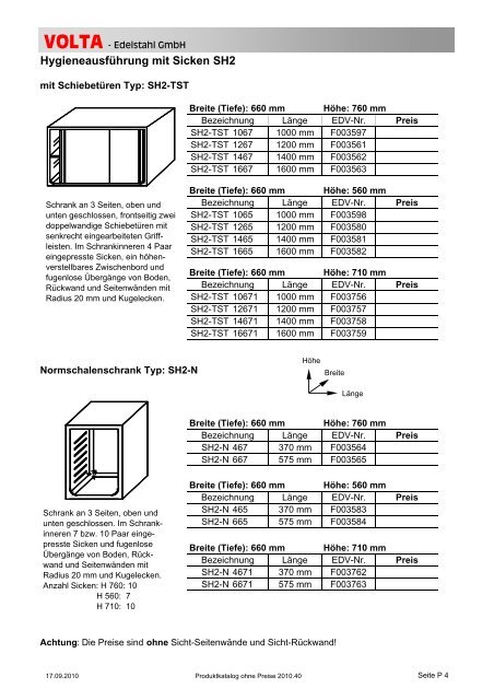 Volta Produktkatalog 2010.40 brutto ohne Mwst