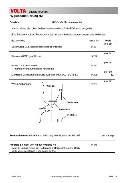 Volta Produktkatalog 2010.40 brutto ohne Mwst