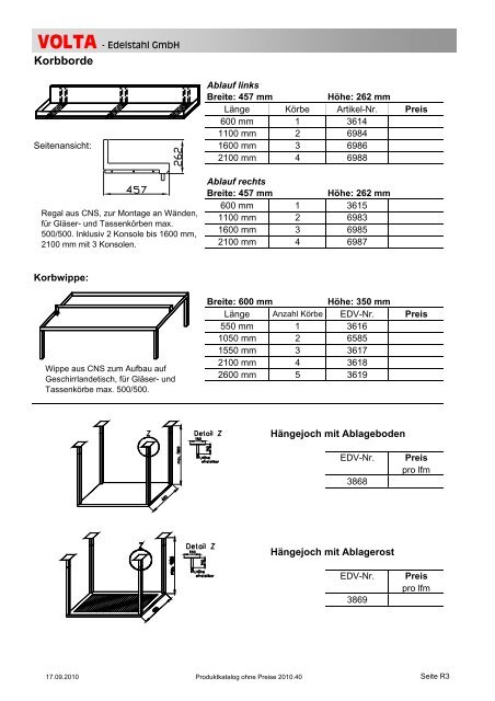 Volta Produktkatalog 2010.40 brutto ohne Mwst