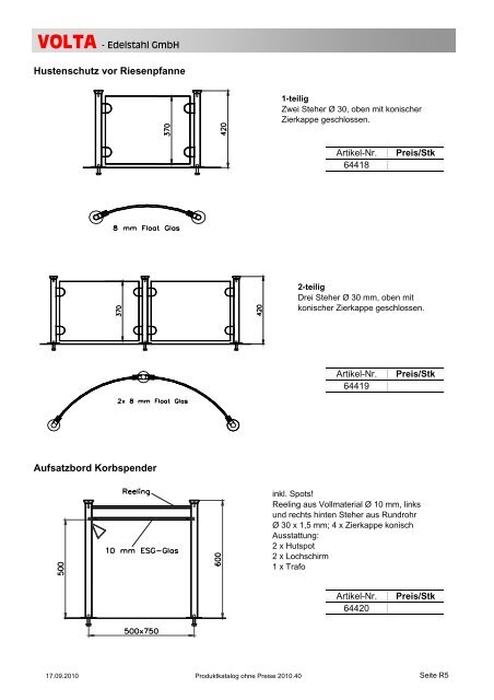 Volta Produktkatalog 2010.40 brutto ohne Mwst