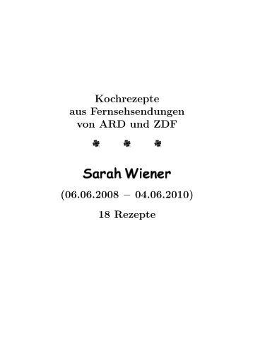 Sarah Wiener - Hhollatz.de