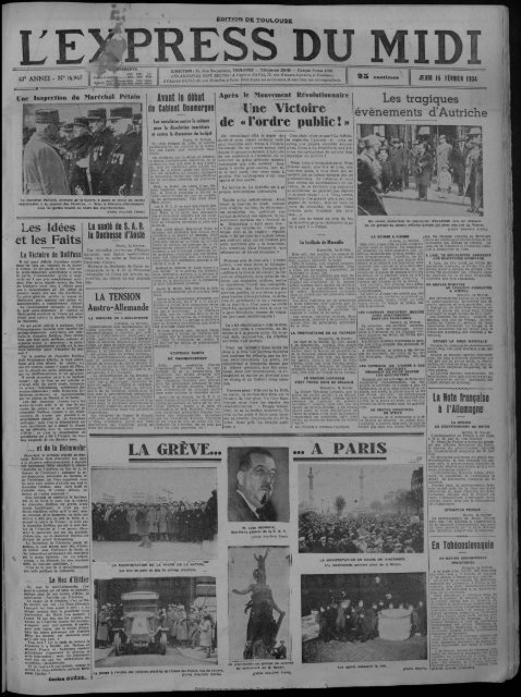 15 février 1934 - Presse régionale