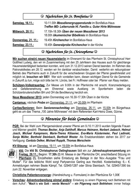 Der Pfarrbrief vom 16.11.2013 bis 24.11.2013 - Pfarrei Heilige ...
