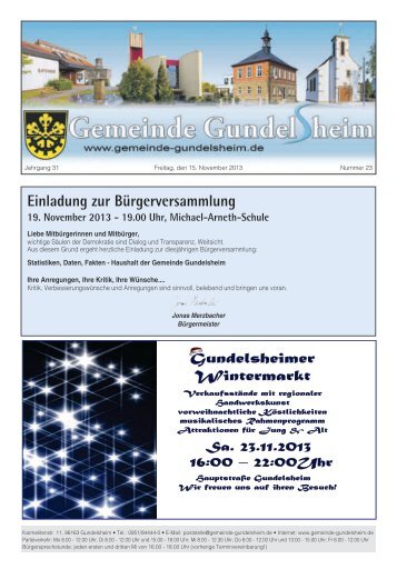 Mitteilungsblatt 23/2013 - Gemeinde Gundelsheim