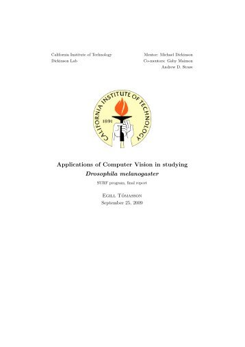 Applications of Computer Vision in studying Drosophila melanogaster