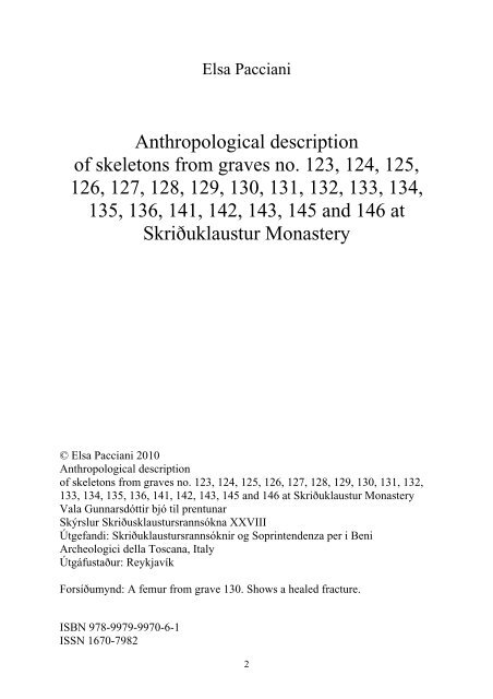 Anthropological description of skeletons from graves no. 123, 124 ...