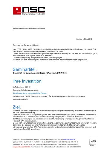 weitere Informationen - NSC Sicherheitstechnik GmbH