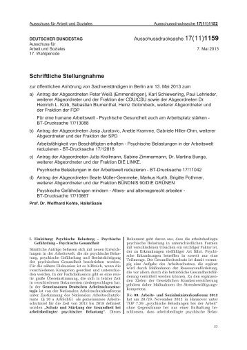 Ausschussdrucksache 17(11) - Prof. Dr. Wolfhard Kohte