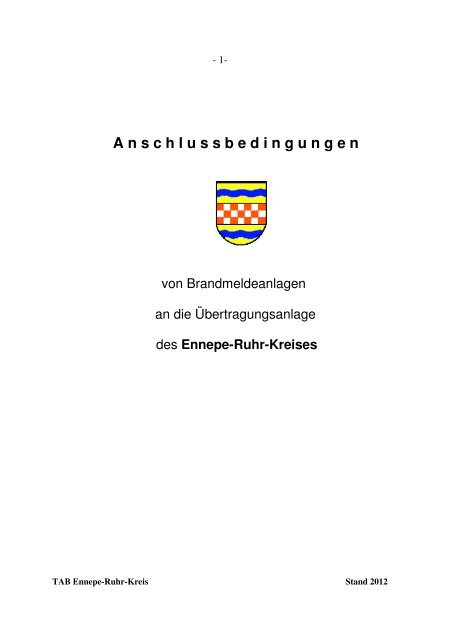 Anschlussbedingungen von Brandmeldeanlagen - Ennepe-Ruhr-Kreis