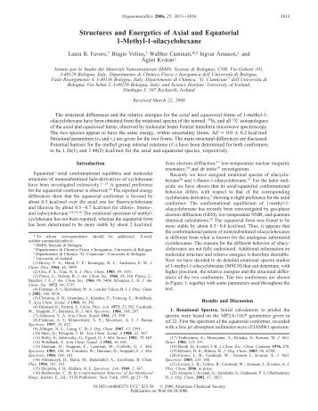 Structures and Energetics of Axial and Equatorial 1-Methyl-1 ...