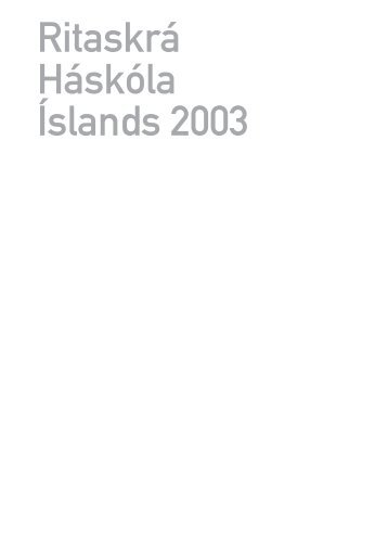 RitaskrÃ¡ HÃ¡skÃ³la Ãslands 2003 - HÃ¡skÃ³li Ãslands
