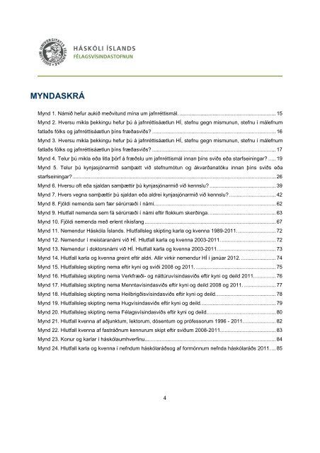 StaÃ°a og Ã¾rÃ³un jafnrÃ©ttismÃ¡la - HÃ¡skÃ³li Ãslands