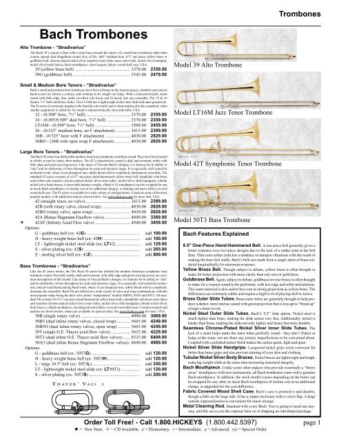 Stork Trumpet Mouthpiece Chart