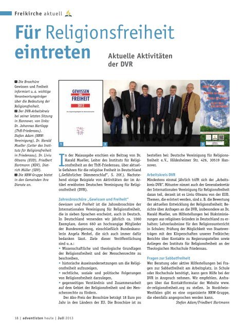 adventisten heute | Juli 2013 - Advent-Verlag Lüneburg