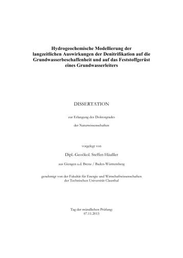 Hydrogeochemische Modellierung der langzeitlichen ... - GBV