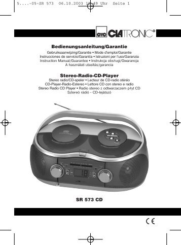 SR 573 CD Bedienungsanleitung/Garantie Stereo-Radio ... - Clatronic