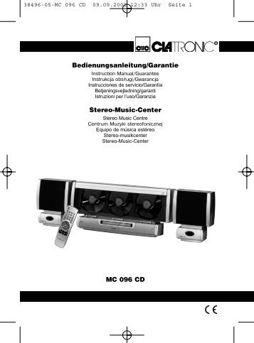MC 096 CD Bedienungsanleitung/Garantie Stereo-Music ... - Clatronic