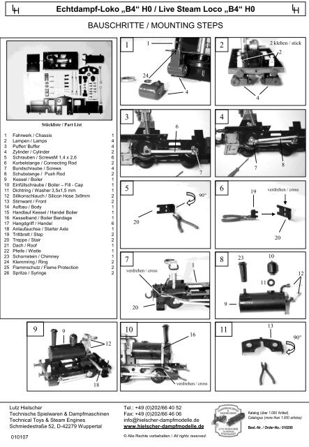 H0 / Live Steam Loco âB4â H0 BAUSCHRITTE / MOUNTING STEPS