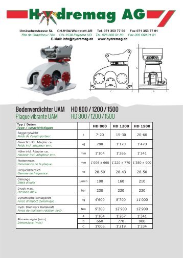 Bodenverdichter UAM HD 800 / 1200 / 1500 Plaque ... - Hydremag AG