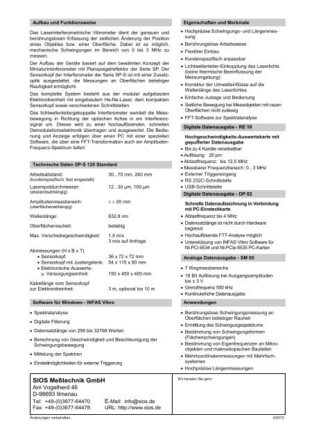 Datenblatt - SIOS Meßtechnik GmbH