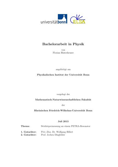 Störkörpermessung an einem PETRA-Resonator - Elektronen ...