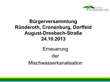 Kanalbau Cronenburg, Dorffeld, August-Dresbach ... - Engelskirchen