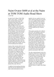 Naim Ovator S600 et al at the Naim at TOM TOM ... - Hificritic.com