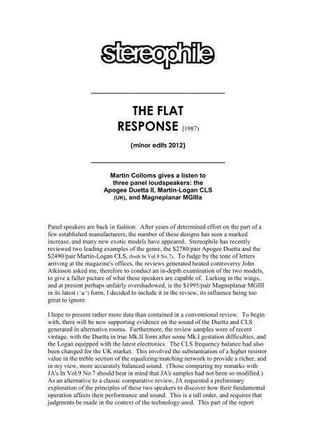 the flat response - Hificritic.com