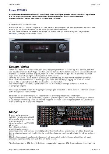 Denon AVR-3805 test - Hi-Fi Klubben