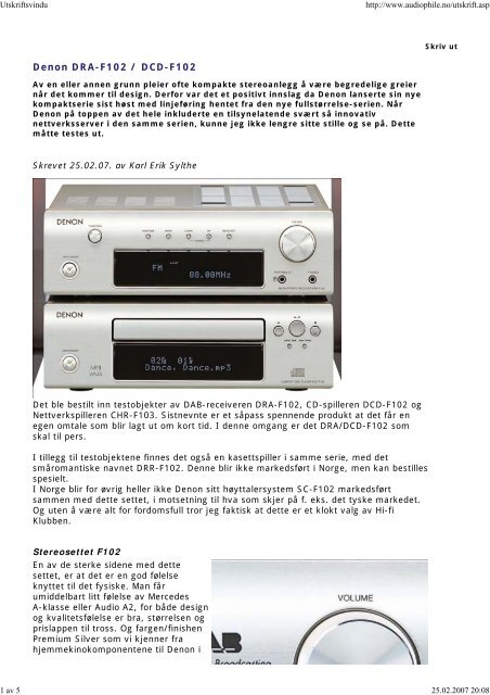 Denon DRA-F102 / DCD-F102 - Hi-Fi Klubben