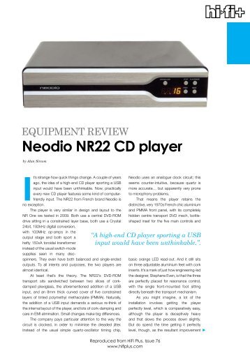 EquipmEnt REviEw Neodio NR22 CD player - Silences