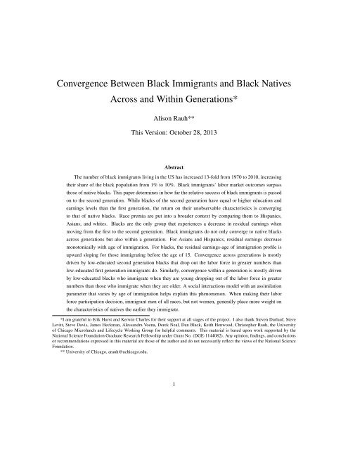 Convergence Between Black Immigrants and Black Natives Across ...