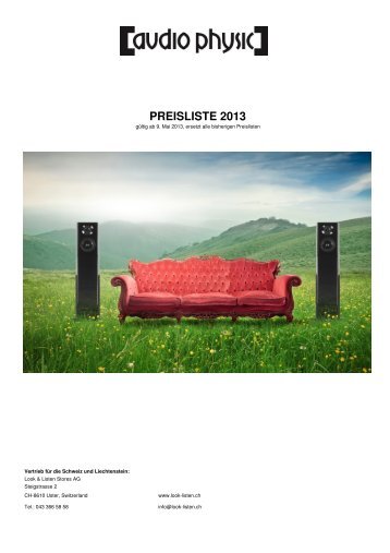 Preisliste AUDIO PHYSIC Schweiz 2013 - Hi-Fi Sulzer