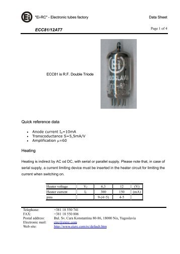 ECC81/12AT7 Quick reference data Heating - mh-audio.nl