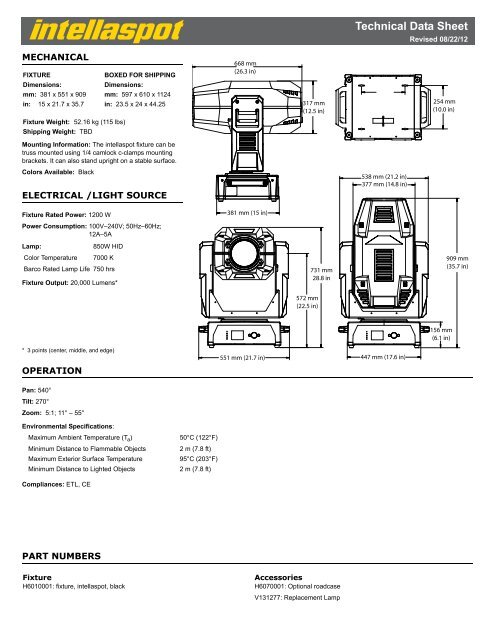 Technical Data Sheet - High End Systems