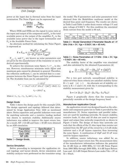 Linear Power Amplifiers - High Frequency Electronics