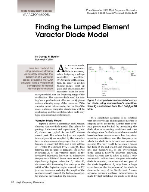 Finding the Lumped Element Varactor Diode Model