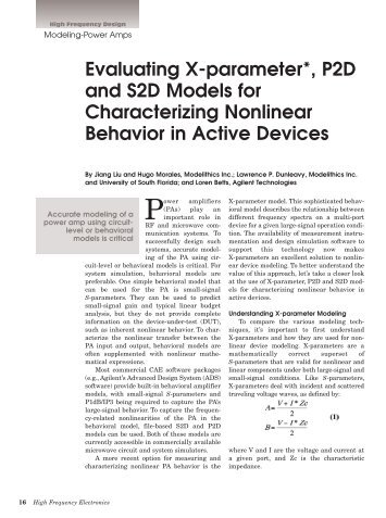 Evaluating X-parameter*, P2D and S2D Models for Characterizing ...